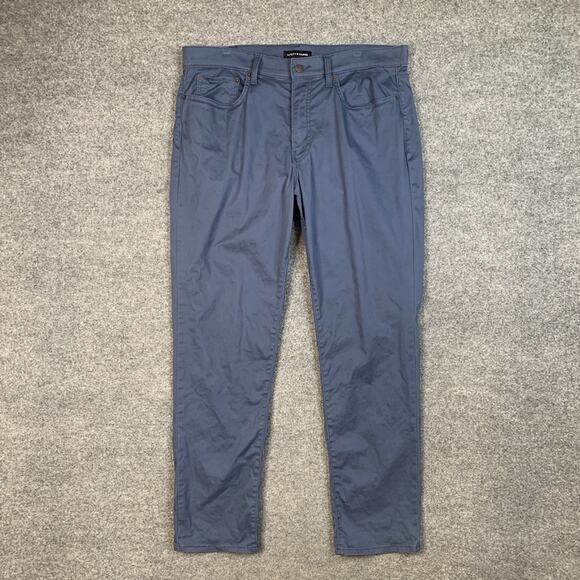 Lucky Brand Pants Mens 36 Shark Blue Cotton Stretch Flat Front 5 Pocket Chino - Picture 2 of 10